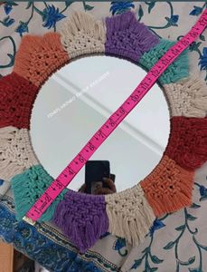 Macrame 15 Inches Colourful Mirror
