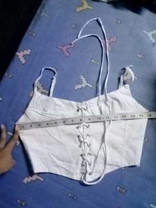 White Lace-Up Corset Top