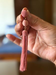 Pink Beaded Tassel Earring