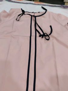 Pink &amp; Navy Trim Blouse