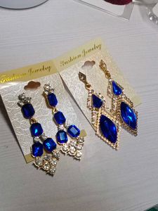 Elegant Blue and Clear Gemstone Earrings."