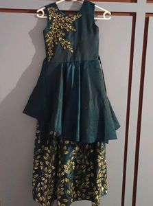 Golden Designed Long Party Wear Dress For Kids