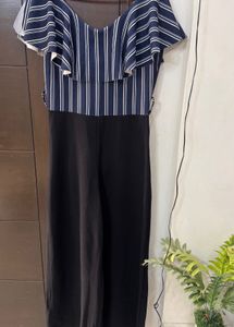 Striped Jumpsuit with Ruffle Detail