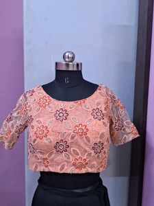 Elegant Peach Floral Blouse