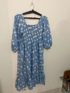 zara Blue Polka Dot Dress