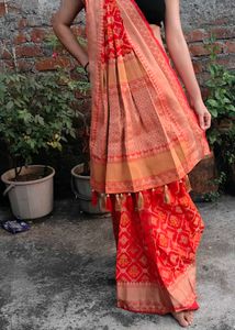 Red &amp; Gold patola Saree