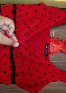 2 Combo Red Polka Dot Top &amp; Dress Set