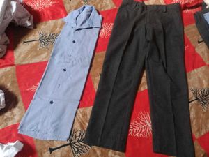 blue shirt with black pant