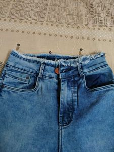 Ripped Hem Denim Jeans