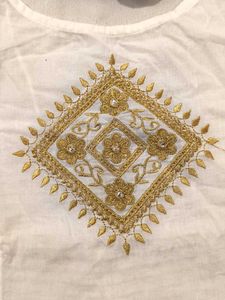 White Embroidered Tank Top