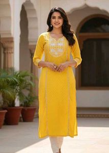 Yellow Embroidered Kurta
