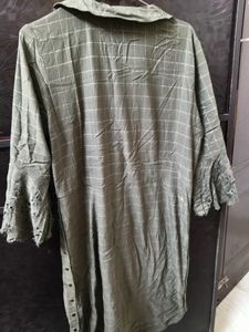 Green Plaid Shirt Dress