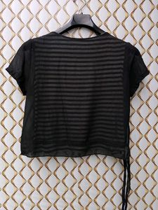 New With Tag Stripped Black Double Layer Aline Top