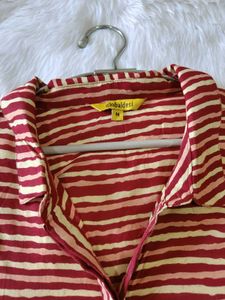 Striped Button-Down Peplum Tunic