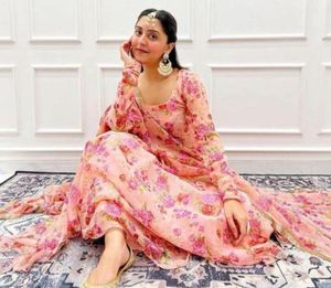 Floral Print Anarkali Kurta Set