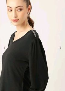 Dressberry Black Solid Regular Top