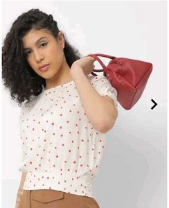 Heart Print Smocked Crop Top