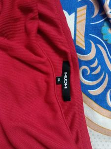 Red Off-the-Shoulder Long Sleeve Top