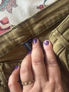 Olive Green Embroidered Jeans