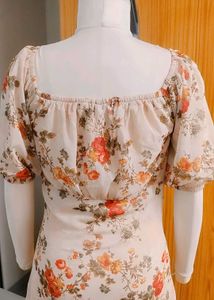 PEACH DISTY PRINTED DRESS