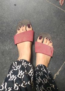 Burgundy Banded Slides