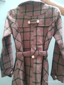 BROWN CHECKERED LONG JACKET