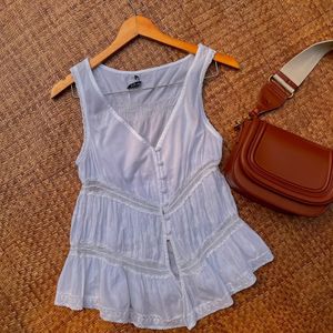 White Lace Trim Sleeveless Top