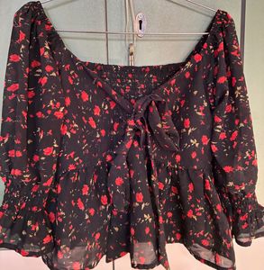 Floral Print Tie-Front Top