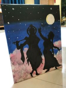 LORD KRISHNA AND RADHA CANVAS PAINTING 🎨