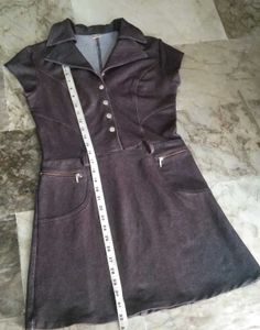 high quality imported denim short  midi dress