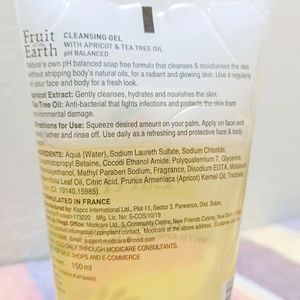 Fruit Of The Earth Cleansing Gel/facewash - With apricot &amp; Tea Tree Oil ,pH Balanced. Good for Oily &amp; Combination Skin Types.(150 ml)