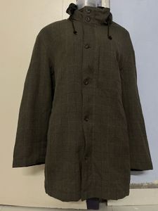 branded winter Olive Plaid Hooded Coat