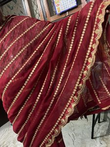 Elegant Red &amp; Gold Sari