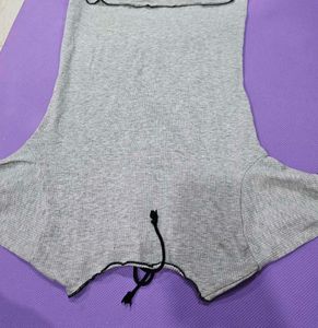 Gray Lace-Up Top