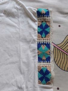 White T-Shirt with Crochet Detail