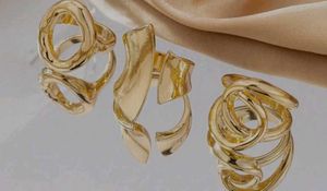 Gold Abstract Rings Set Of 3