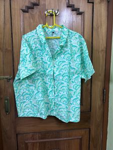 Green Patterned Boxy Shirt