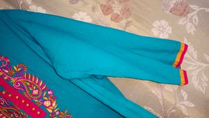Turquoise Embroidered Tunic Top