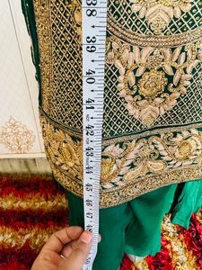 Green &amp; Gold Embroidered Salwar Kameez
