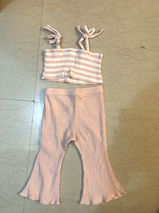 Ribbed Crop Top &amp; Bell Bottom Set
