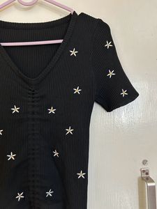 Black Top With Flower Design