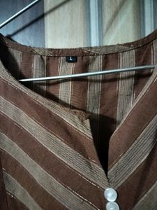 Striped Brown Tunic Top office wear