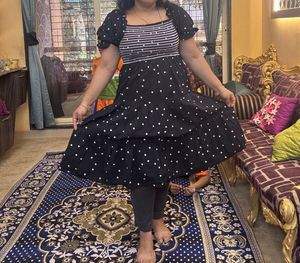 Cute Black Heart Print Tired Middi ElasticateDress