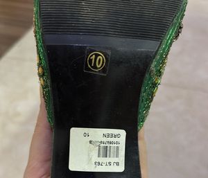 Emerald-Green Beaded Party Wear heels