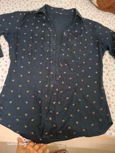 Navy Floral Button-Down Shirt