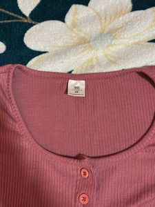 Cute Ribbed Top with Buttons