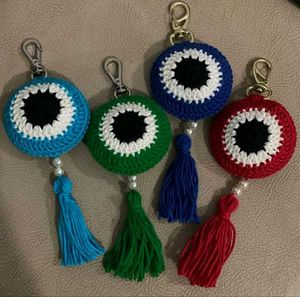 Crochet Evil Eye Keychain Charms (Set Of 2)