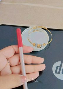 Gold Plated Bangle Set and lip liner pink shade