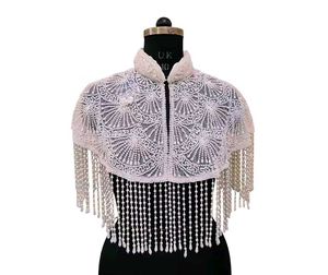 Pearl Embellished Poncho Cape