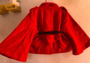 Red belted coat